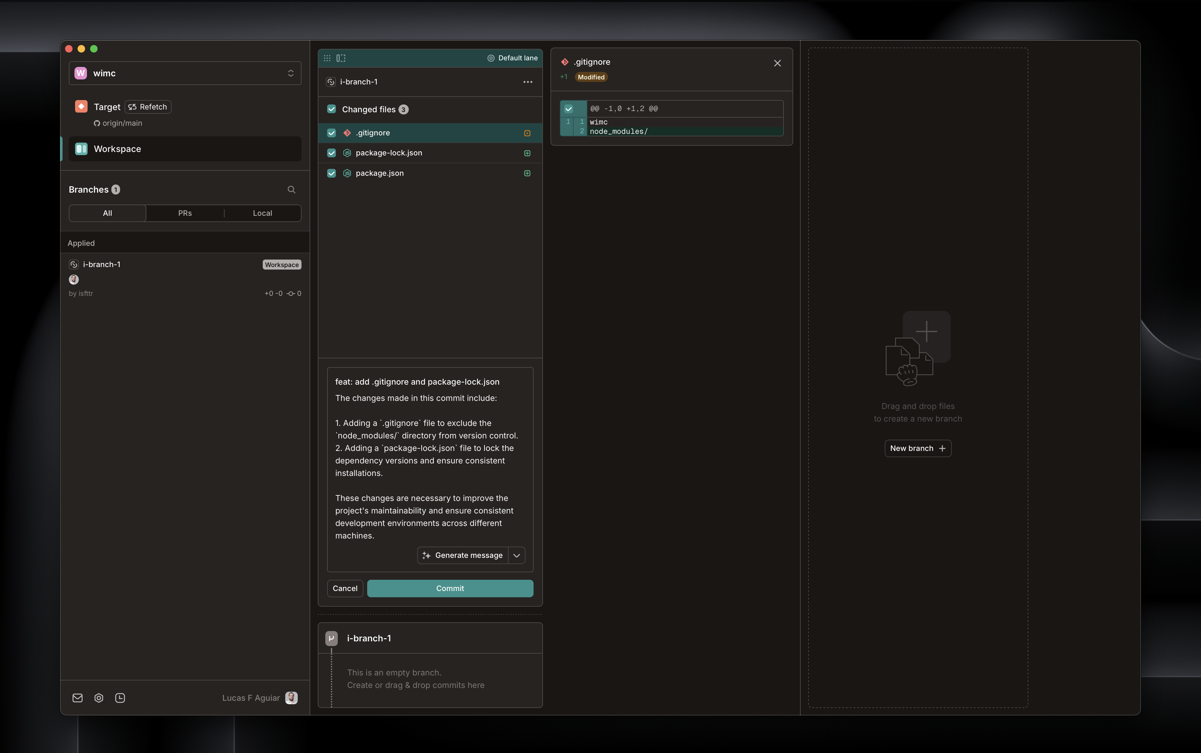 Screenshot of GitButler Commit message